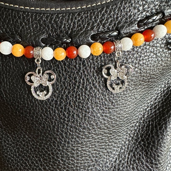 Handmade by me purse chain with Mickey Mouse charms & genuine gemstone-silver - Picture 4 of 4